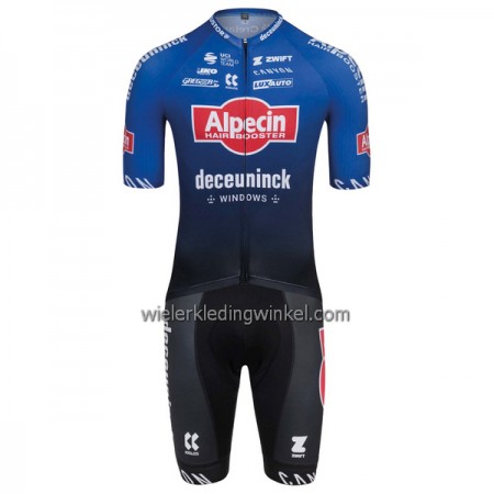 Set Fietsshirt + Korte Koersbroek 2023 Alpecin Deceuninck Blauw